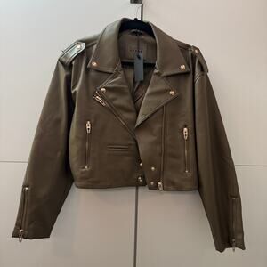 Blank NYC Green Crop Faux leather jacket